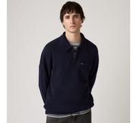 Pull con collo a polo e mezza zip, BOULDER Blu M Tinta unita