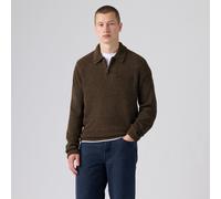 Pull con collo a polo e mezza zip, BOULDER Marrone L Tinta unita