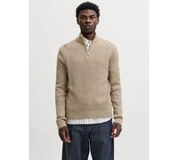 Pull con mezza zip e collo alto Beige XL Tinta unita