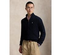 Pull con mezza zip in cotone a treccia Blu M Tinta unita