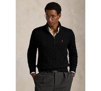 Pull con mezza zip in cotone a treccia Nero M Tinta unita
