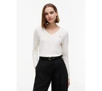 Pull con scollo a V e polsini abbottonati Bianco L Tinta unita