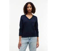 Pull con scollo a V e polsini abbottonati Blu M Tinta unita