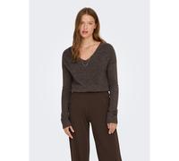 Pull con scollo a V, maglia morbida Marrone M Tinta unita