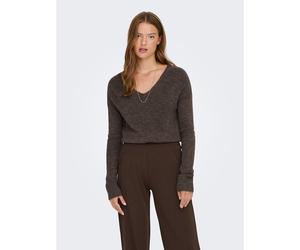 Pull con scollo a V, maglia morbida Marrone M Tinta unita