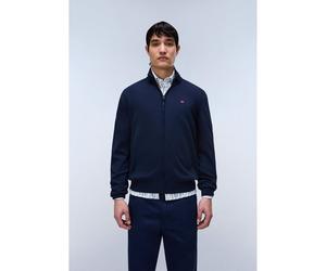 Pull con zip a collo alto, Decatur Blu M Tinta unita