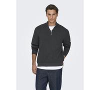 Pull con zip a collo alto, dritta Grigio L Tinta unita
