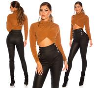 Pull court pour femme, châle, cache-cœur, manches longues, moelleux et doux, 111