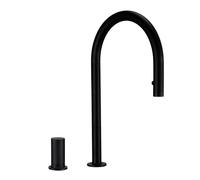 Pull Down Kitchen Sink Faucet Brushed Gunmetal Black Single Handle Double Hole Hot And Fred Sprayer Brass CounterTop Mounted(Black Faucet)