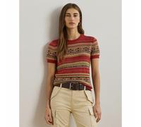 Pull girocollo a righe a maniche corte, EYELAH Rosso XS A righe