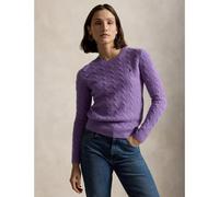Pull girocollo a trecce, 80% lana, 20% cashmere Viola S Tinta unita
