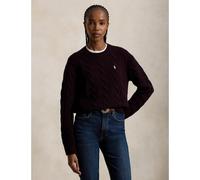 Pull girocollo a trecce, 90% lana, 10% cashmere Rosso M Tinta unita