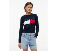 Pull girocollo con logo Blu L Tinta unita