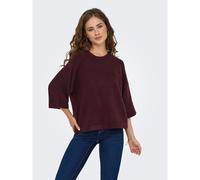 Pull girocollo con maniche a 3/4 Rosso L Tinta unita
