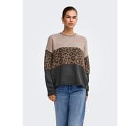 Pull girocollo con stampa leopardata Grigio M Leopardato