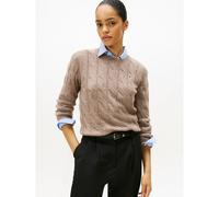 Pull girocollo in lana a treccia Beige L Tinta unita