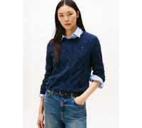 Pull girocollo in lana a treccia Blu XL Tinta unita