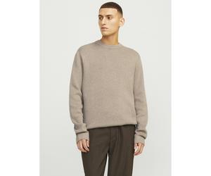 Pull girocollo in maglia Beige XL Tinta unita