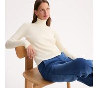 Pull girocollo in maglia fine a coste in misto lana Beige M Tinta unita