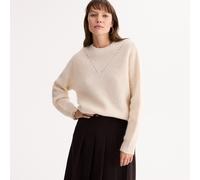 Pull girocollo in maglia grossa, misto lana e alpaca Bianco M Tinta unita