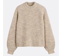Pull girocollo in misto lana a maglia grossa Beige L Tinta unita