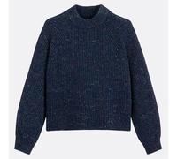 Pull girocollo in misto lana a maglia grossa Blu L Tinta unita