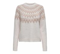 Pull girocollo jacquard, maniche lunghe Beige S Tinta unita