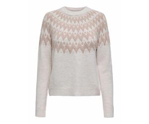 Pull girocollo jacquard, maniche lunghe Beige XS Tinta unita