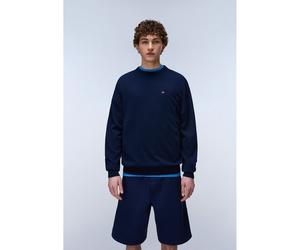 Pull girocollo, logo piccolo, Decatur Blu L Tinta unita