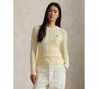 Pull girocollo, maglia a treccia in cotone Beige L Tinta unita