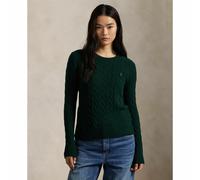 Pull girocollo, maglia a treccia lana e cachemire Verde L Tinta unita