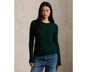 Pull girocollo, maglia a treccia lana e cachemire Verde L Tinta unita