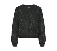 Pull girocollo maniche lunghe con paillettes Grigio L Tinta unita