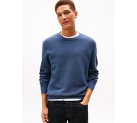 Pull girocollo testurizzato con bandiera Blu S Tinta unita