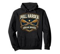 Pull Harder Dream Bigger Rowing Crew Slogan Motto Citazione Felpa con Cappuccio