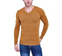 Pull homme col V basique coupe slim couleur unie manches longues doux 8920
