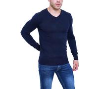 Pull homme col V basique coupe slim couleur unie manches longues doux 8920