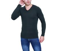 Pull homme col V basique coupe slim couleur unie manches longues doux 8920