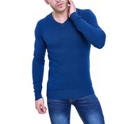 Pull homme col V basique coupe slim couleur unie manches longues doux 8920