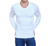 Pull homme col V basique coupe slim couleur unie manches longues nuovo8920