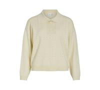 Pull in fine maglia, collo polo Beige S Tinta unita