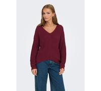 Pull in grossa maglia, scollo a V Rosso XL Tinta unita