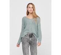 Pull in grossa maglia, scollo a V Verde M Tinta unita
