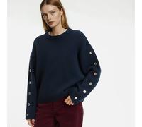 Pull in lana, girocollo in maglia grossa Blu M Tinta unita