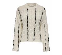 Pull maglia a treccia a maniche lunghe Beige L Tinta unita