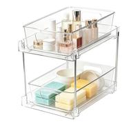 Pull Out Bathroom Organizer - Under Sink Organizers, 2 Tier Pull Out Storage Drawer, Sliding Cabinet Storage Shelf for Kitchen, Laundry, Vanity, Space Saving Organizer for Toiletries Cleaning Supplies