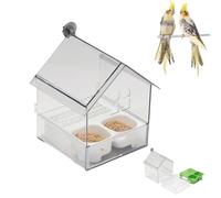 Pull-Out External Parrot Feeder, 2026 New Transparent Bird Feeder House, New hanging mess-free bird Feeder, squirrel-proof, Easy to Fill, Clean, for Finch and Hummingbird, Patio (White)