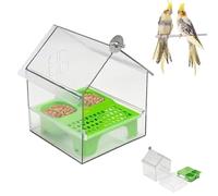 Pull-Out External Parrot Feeder, 2026 New Transparent Bird Feeder House, New hanging mess-free bird Feeder, squirrel-proof, Easy to Fill, Clean, for Finch and Hummingbird, Patio (Green)