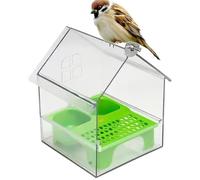 Pull-Out External Parrot Feeder, Bath Tub Water Food Dish, Clear Decorative Bird Feeder, For Finch Hummingbird Patio Balcony Fence Garden Pet Lover Watching (Green)