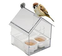 Pull-Out External Parrot Feeder, Bath Tub Water Food Dish, Clear Decorative Bird Feeder, For Finch Hummingbird Patio Balcony Fence Garden Pet Lover Watching (White)